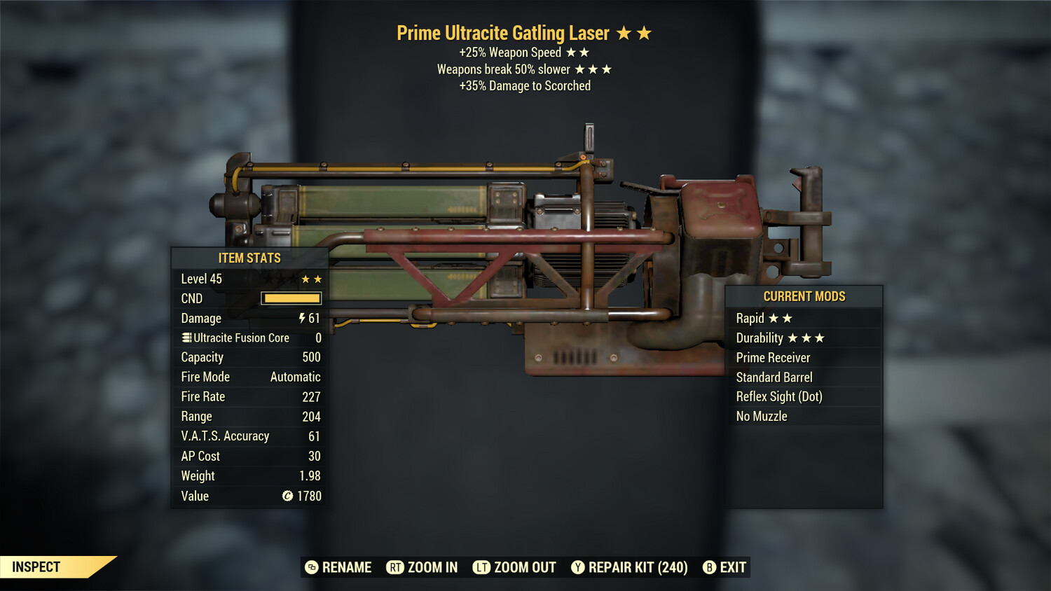 Legacy Perkless 25/Durability Gatling Laser