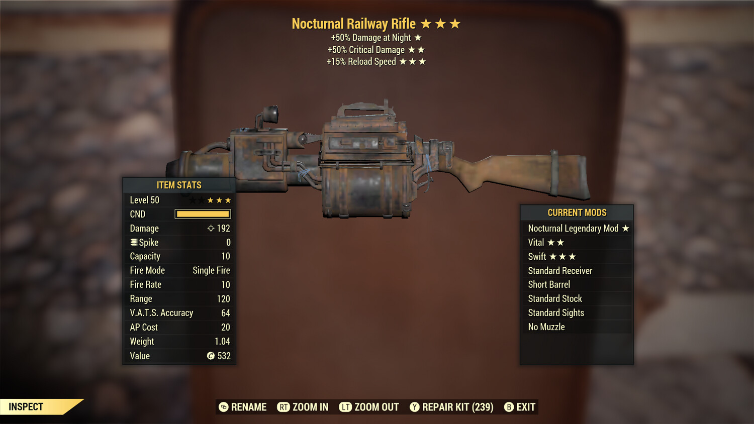 Nocturnal 50/15r Railway Rifle
