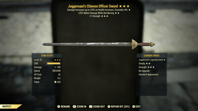 Juggernaut 25/1S Chinese Officer Sword