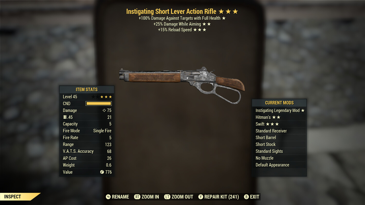 Instigating 25A/15r Lever Action Rifle