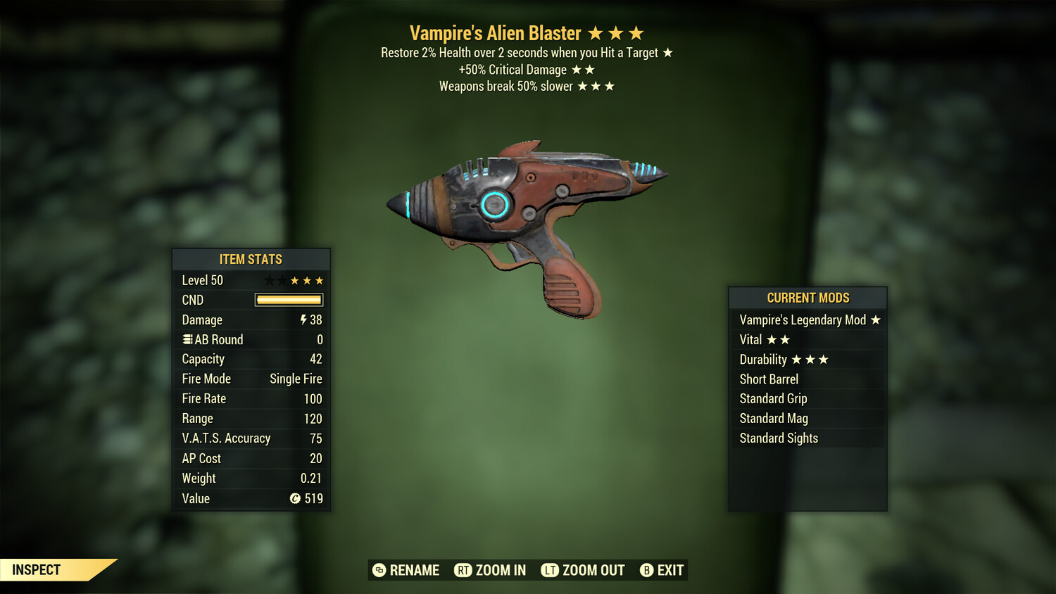 Vampire 50/Durability Alien Blaster