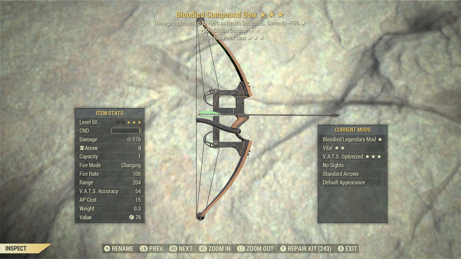 Unbreakable Bloodied 50/25 Compound Bow