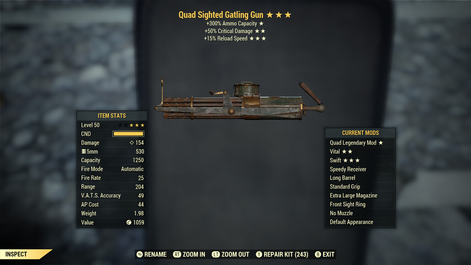 Quad 50/15r Gatling Gun