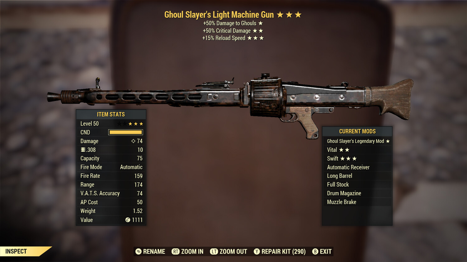 Ghoul Slayers 50/15r Light Machine Gun