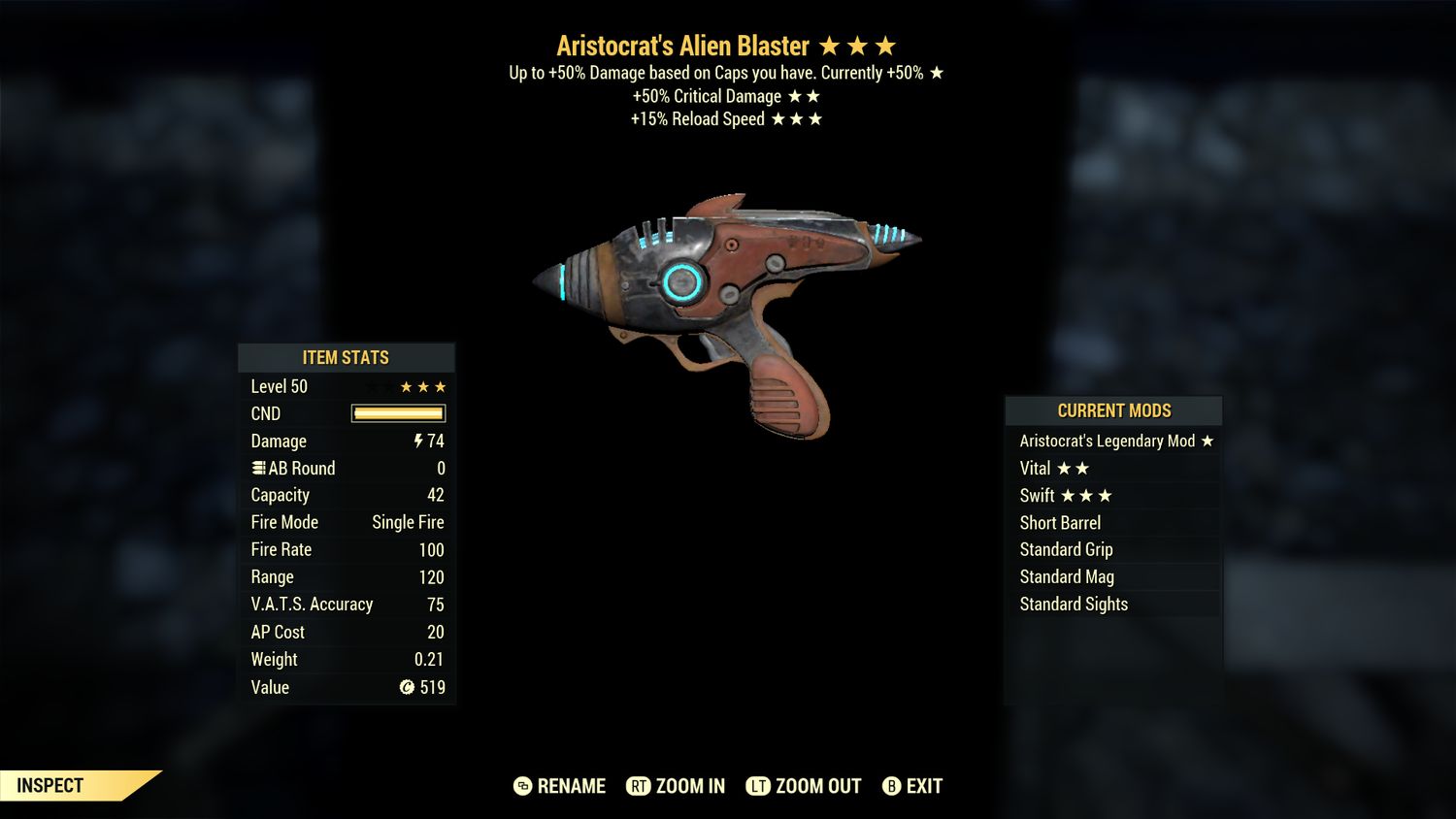 Aristocrat 50/15r Alien Blaster