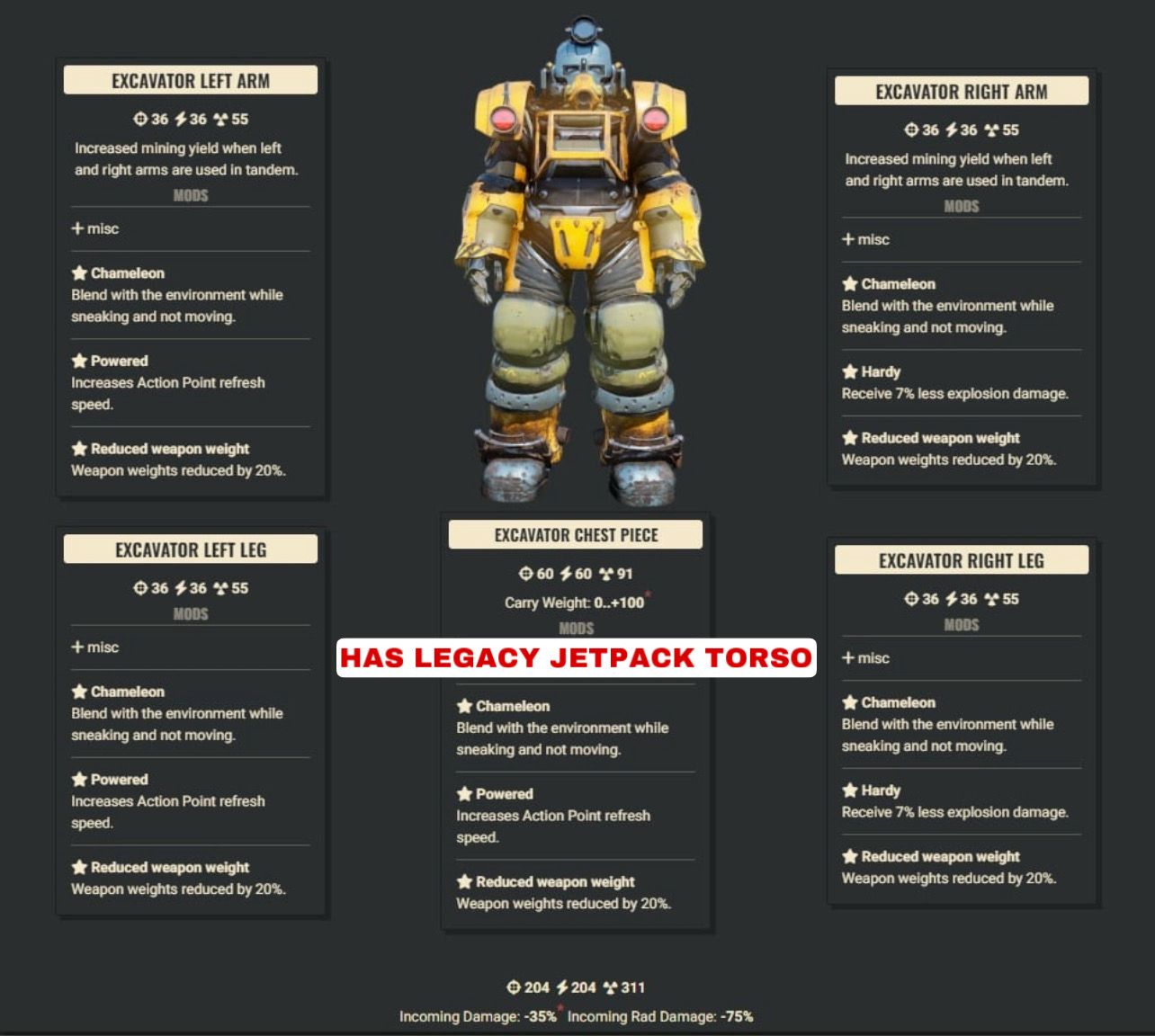 Chameleon 3AP 2Explo WWR Excavator Set (has Legacy Jetpack Torso)