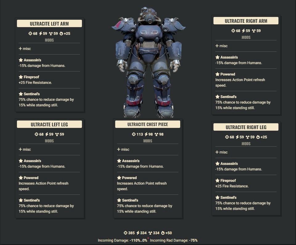 Assassins 3AP 2FR Sentinel Ultracite Set + Legacy Jetpack Helmet