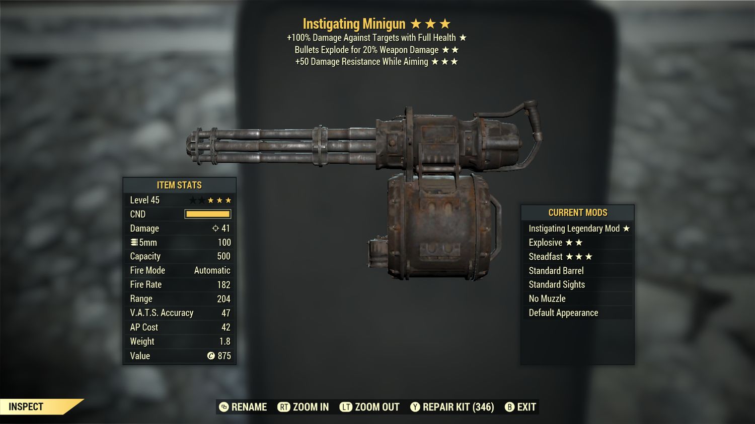 Instigating Explosive 50 Minigun