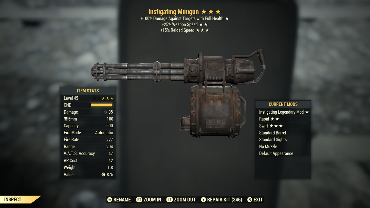 Instigating 25/15r Minigun