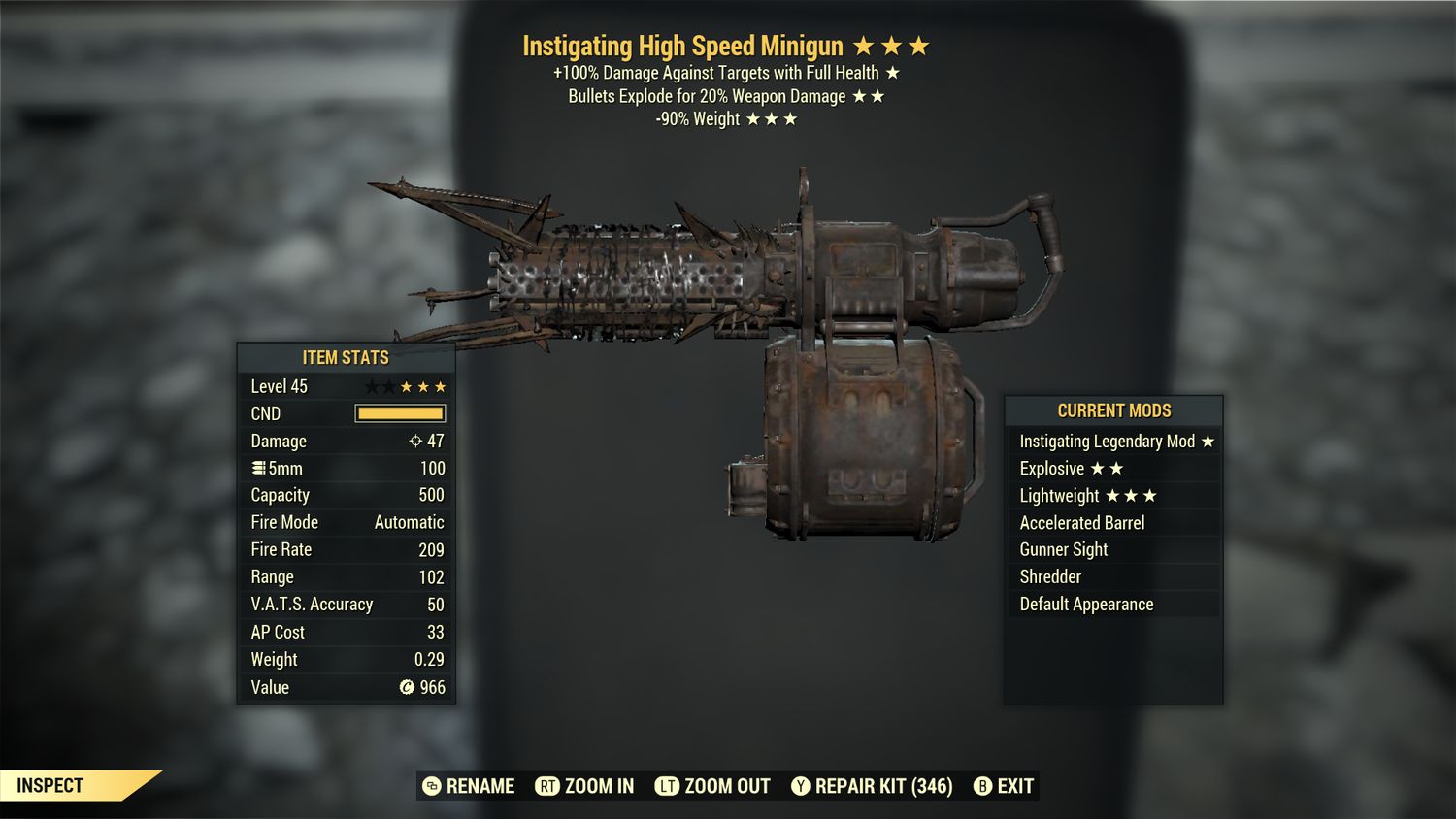 Instigating Explosive 90 Minigun