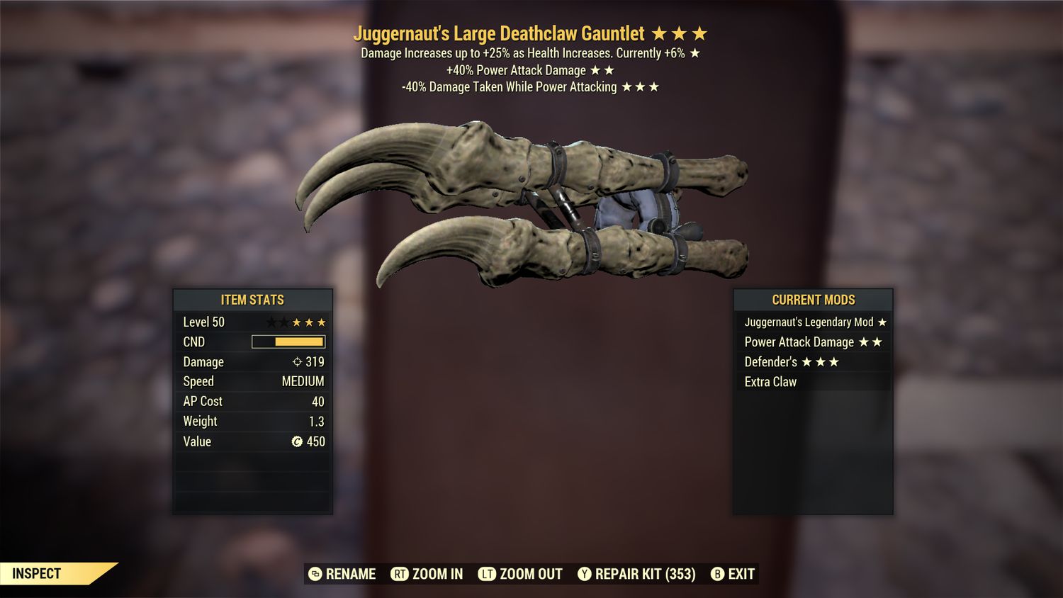 Juggernaut PA/PA Deathclaw Gauntlet