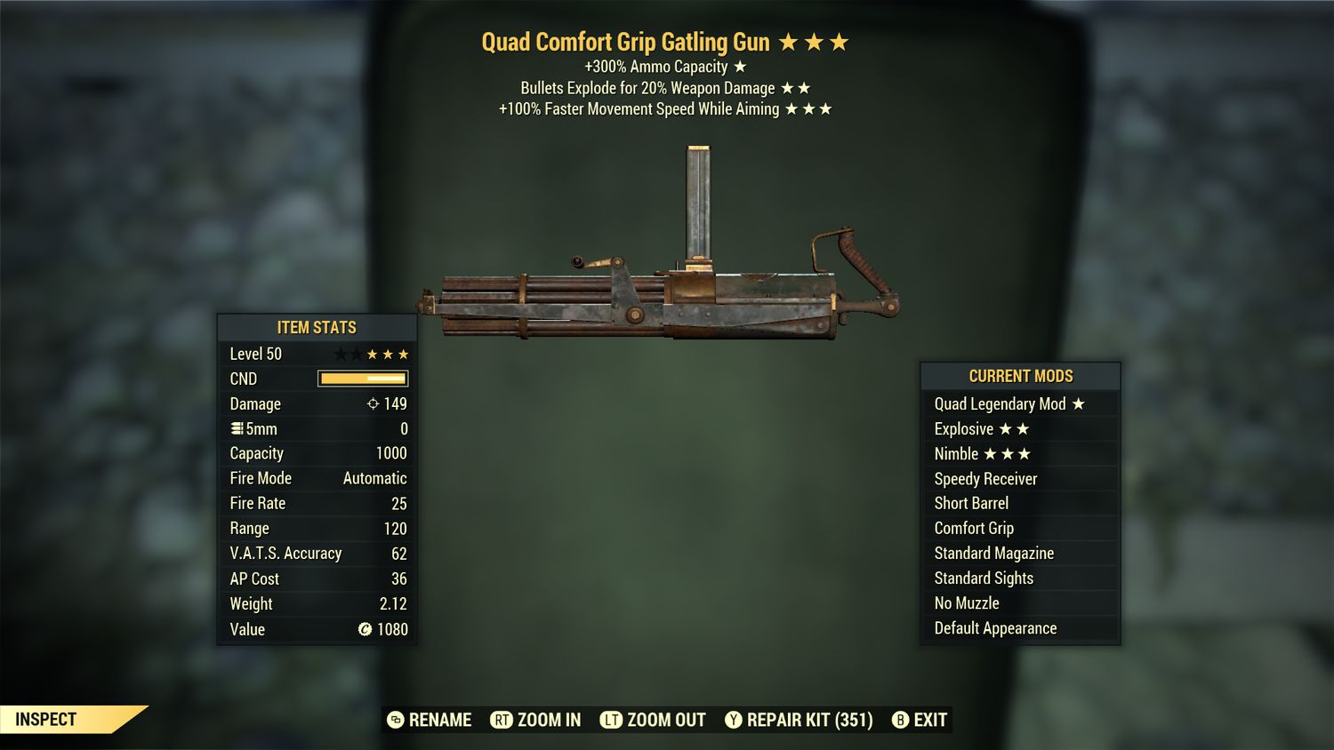 Quad Explosive FMSWA Gatling Gun