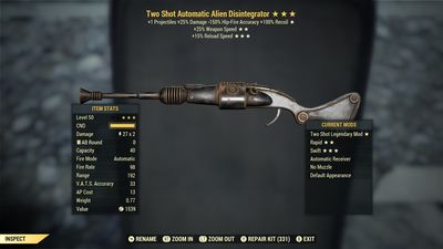 Two Shot 25/15r Alien Disintegrator