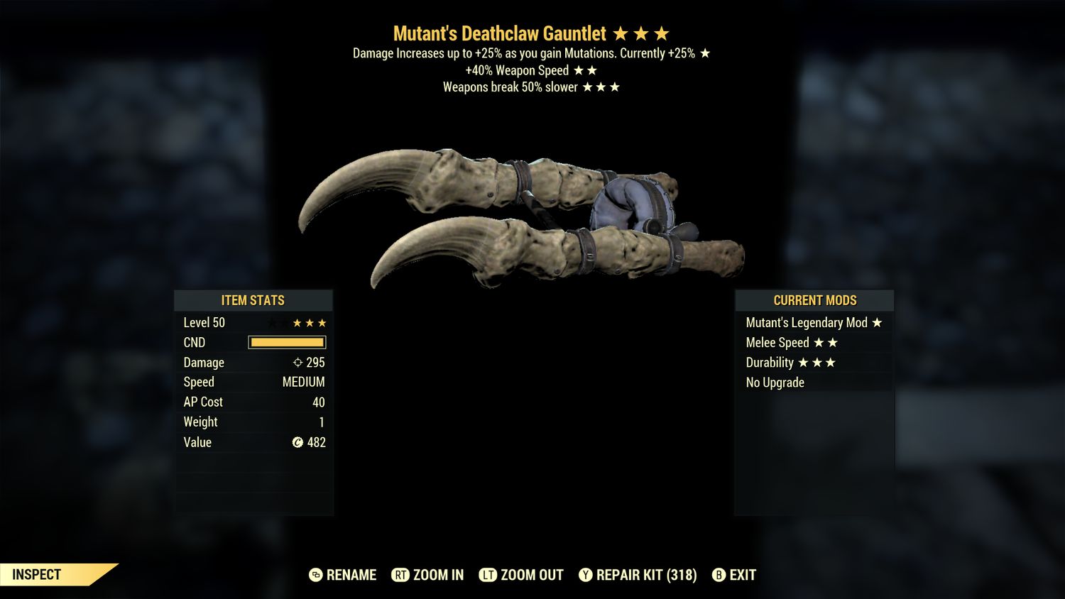 Mutants SS/Durability Deathclaw Gauntlet