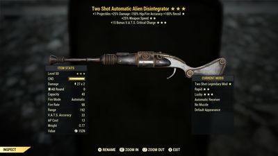 Two Shot 25/15c Alien Disintegrator