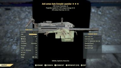 Anti Armor Explosive 25 Auto Grenade Launcher