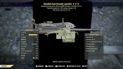 Bloodied Explosive 25 Auto Grenade Launcher