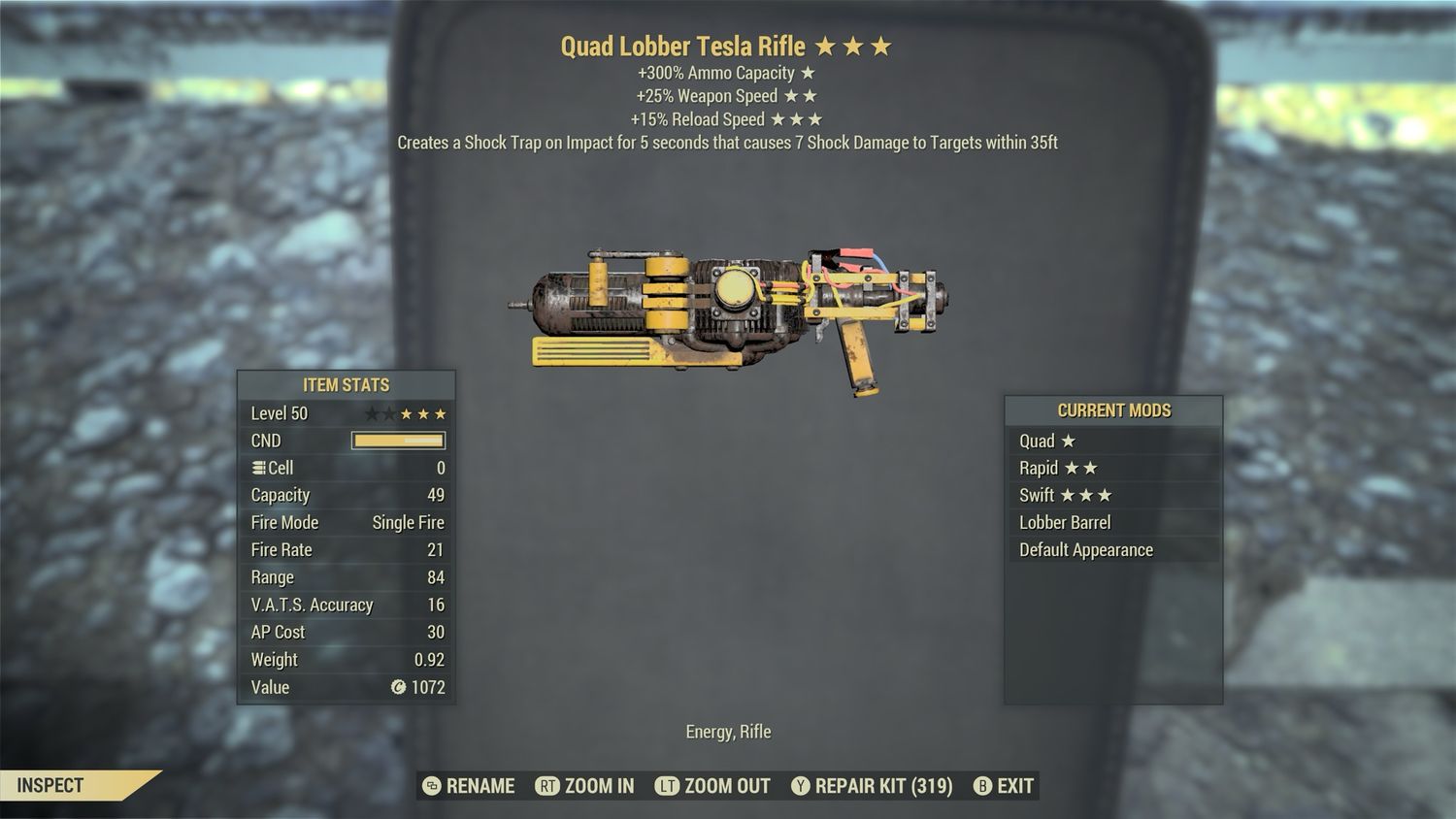 Legacy Quad 25/15r Lobber Tesla Rifle