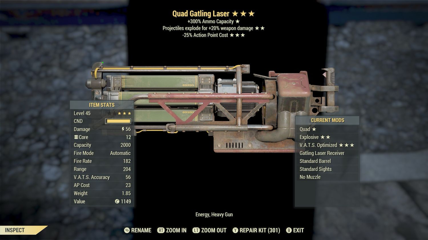 Quad Explosive 25 Gatling Laser