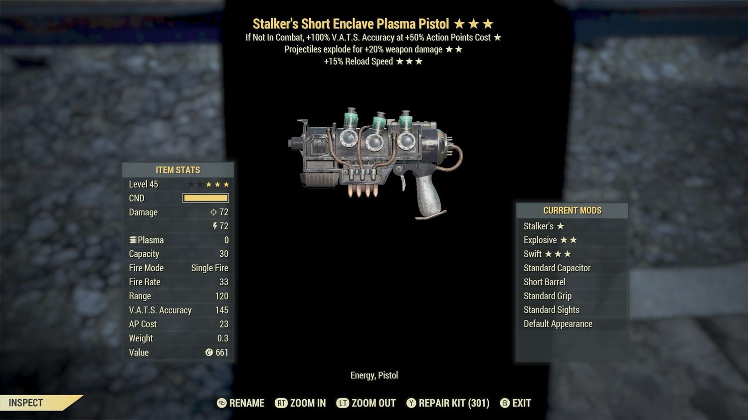 Stalkers Explosive 15r Enclave Plasma Pistol