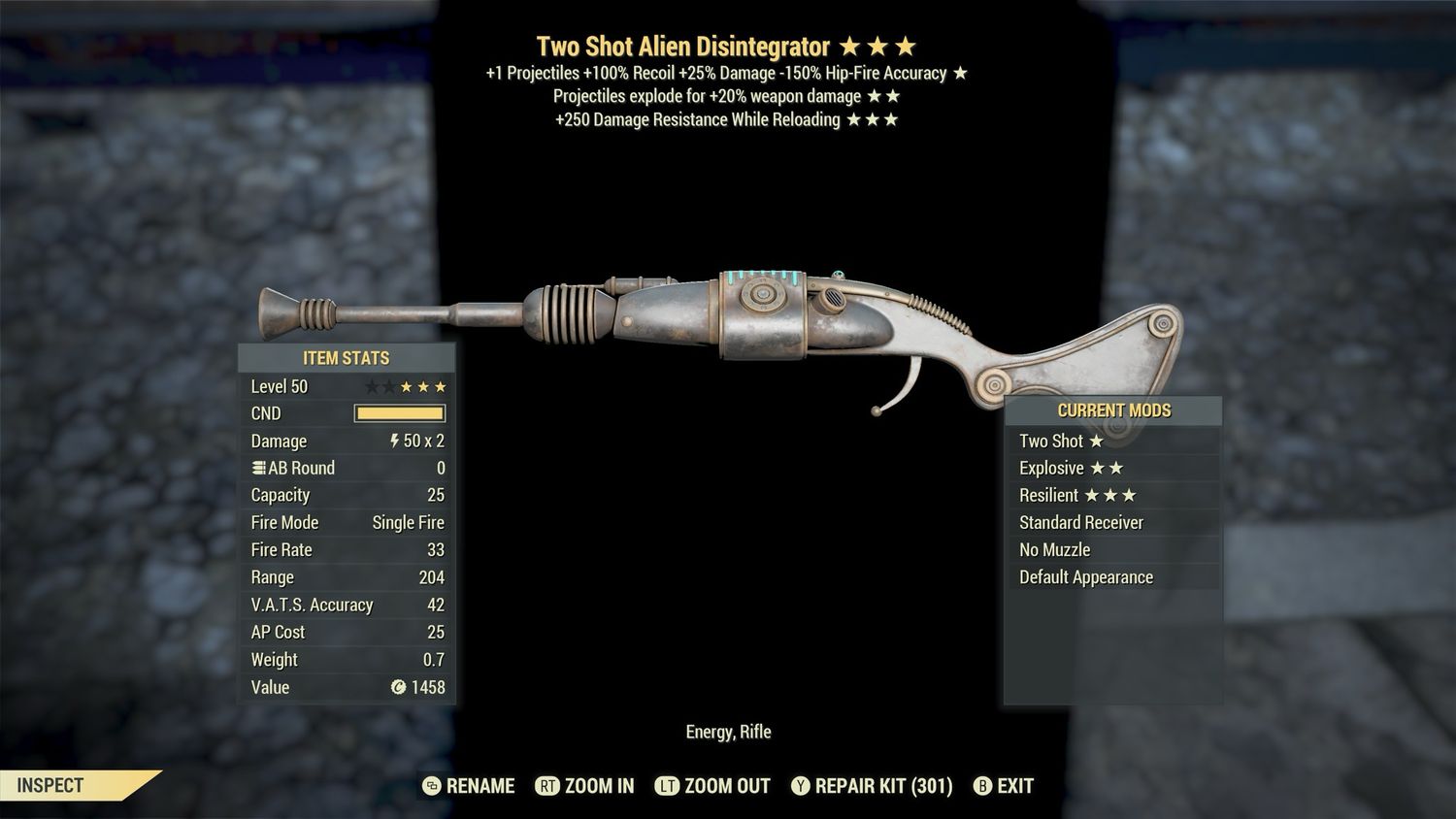 Two Shot Explosive 250 Alien Disintegrator