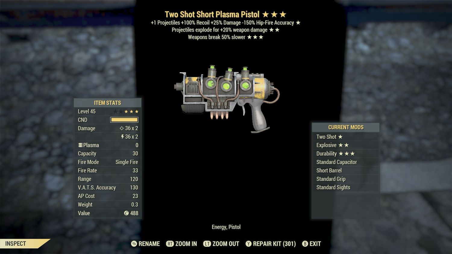 Two Shot Explosive Durability Plasma Rifle