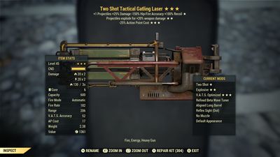 Two Shot Explosive 25 Gatling Laser