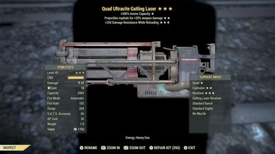 Quad Explosive 250 Ultracite Gatling Laser