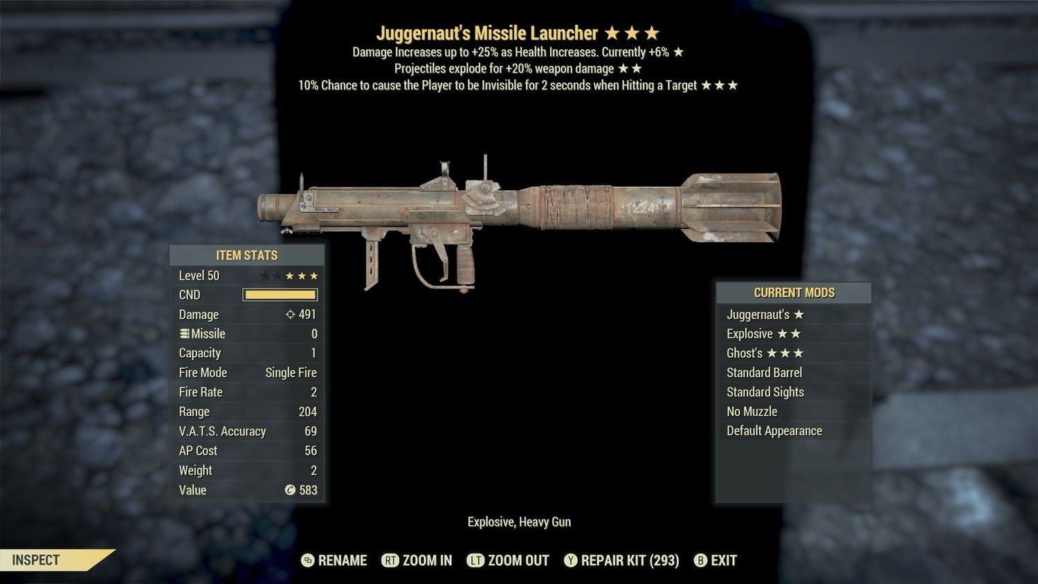 Juggernaut Explosive Stealth Missile Launcher