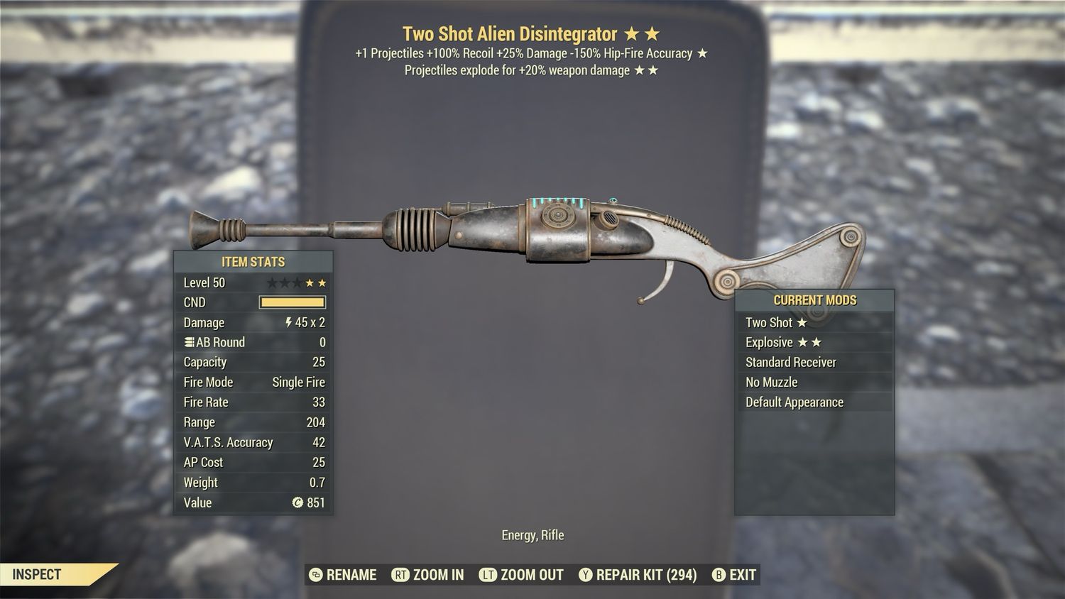 Two Shot Explosive Alien Disintegrator