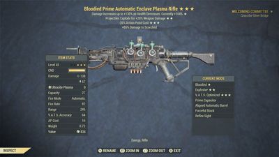 Unbreakable Bloodied Explosive 25 Enclave Plasma Rifle