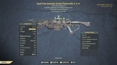 Unbreakable Quad Explosive 25 Enclave Plasma Rifle