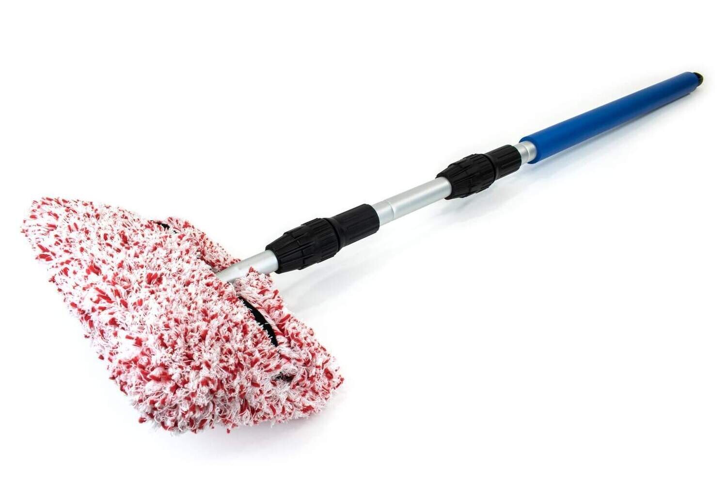 [Mitt on a Stick PRO+] Premium Car Wash Mop, Brush, Pole, Mitt × 1 Blue + Noodle/Mesh / 3 Piece Sectional With Bend (57")
