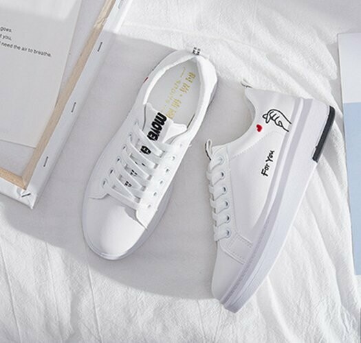 Flat Embroidered Luv Lace Up Sneakers