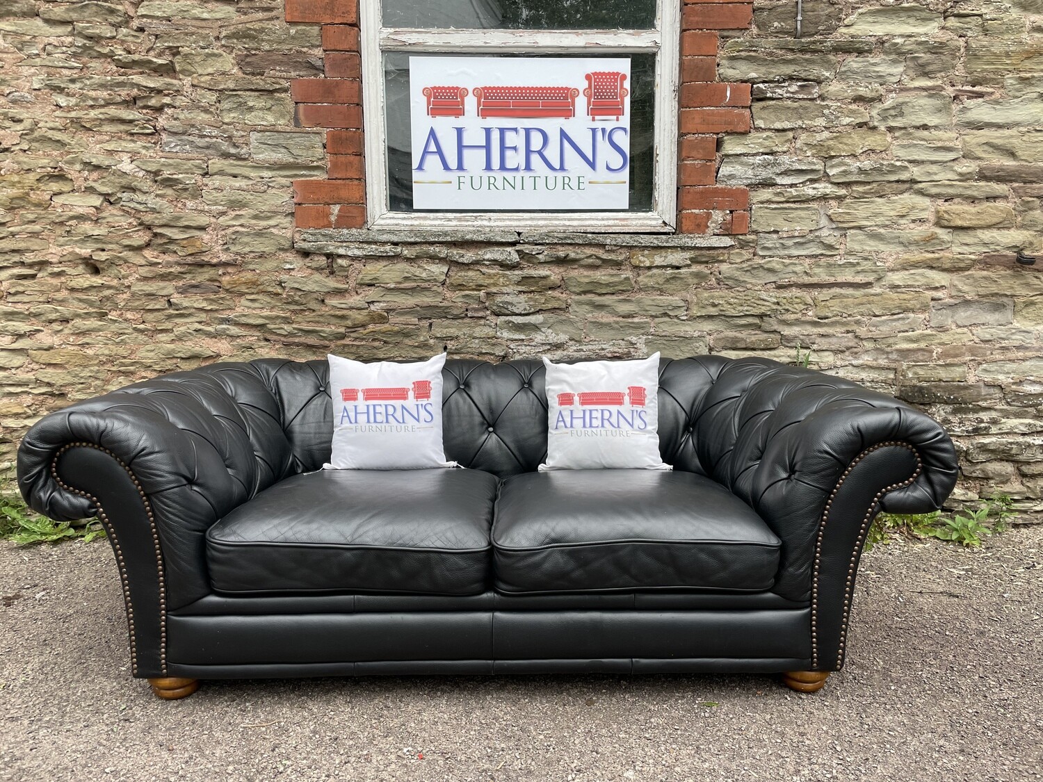 Black Leather Chesterfield sofa made by Sofology from their Stamford range