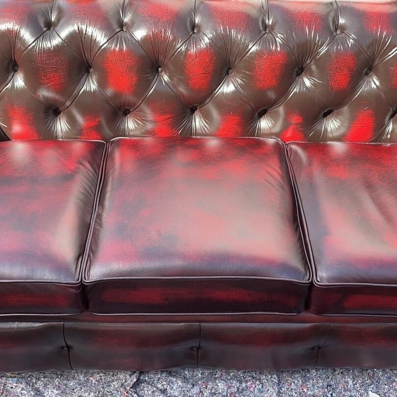 MADE TO ORDER Set of 3 Oxblood Leather Chesterfield Replacement seat cushions