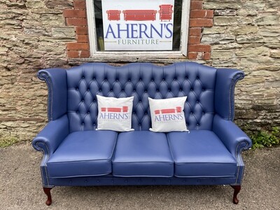 *Blue Leather Chesterfield sofa 3 Seater Sofa FREE DELIVERY 🚚