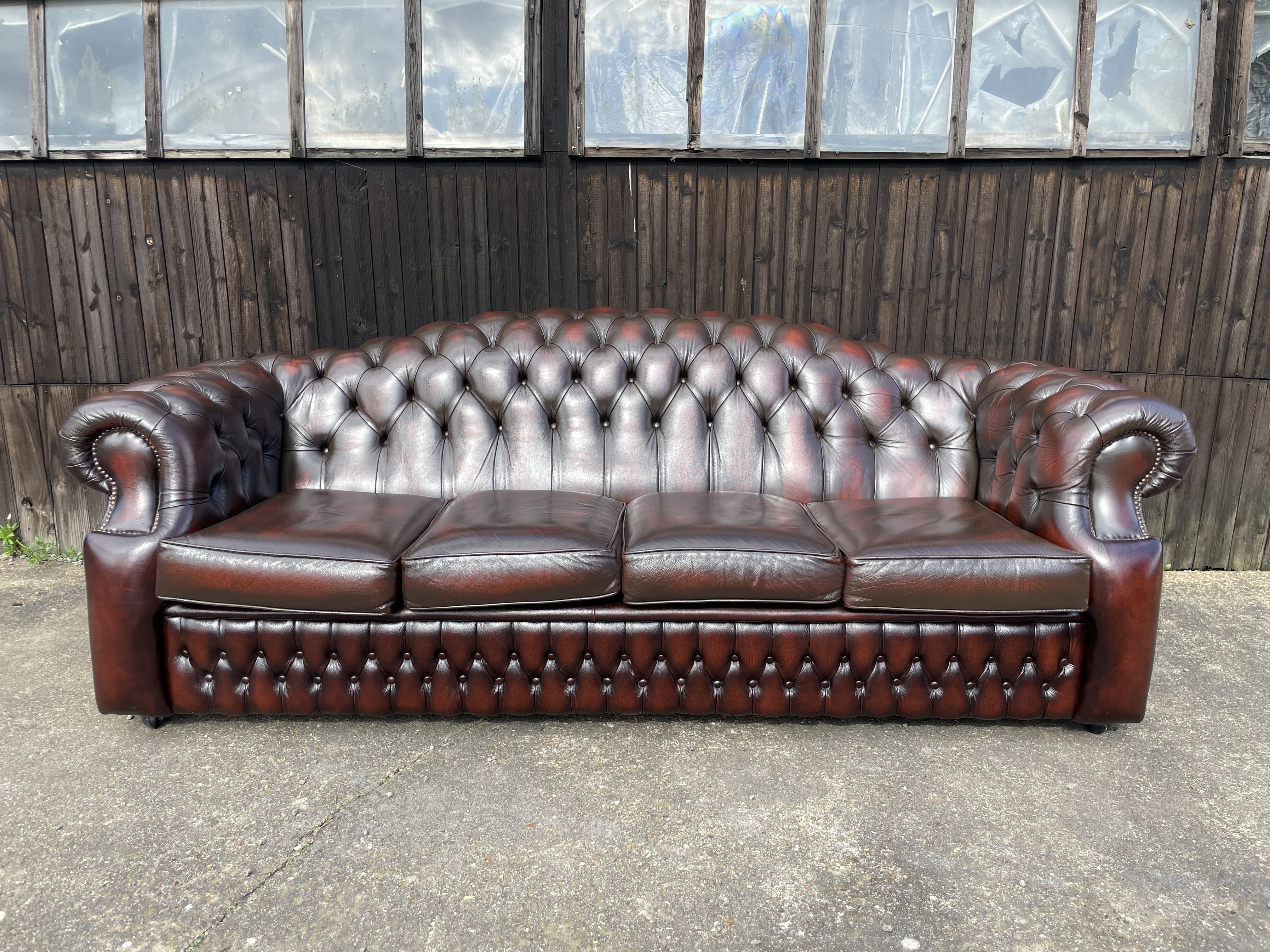 Vintage Brown Leather Chesterfield 4 Seater Sofa SAXON FREE DELIVERY 🚚