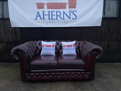 NEW Handmade Oxblood Leather Chesterfield Replacement seat cushion