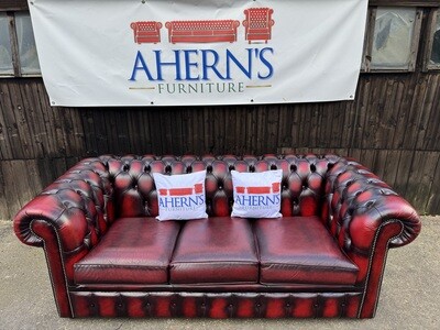 *Oxblood Leather Chesterfield Sofa 3 Seater FREE DELIVERY 🚚 *