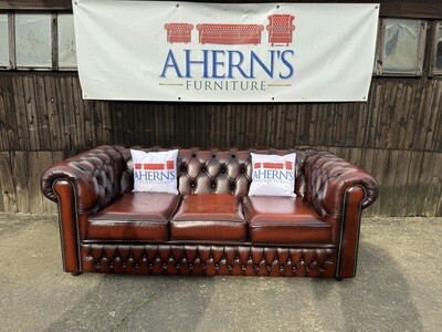 *Vintage Brown Leather Chesterfield 3 Seater Sofa FREE DELIVERY 🚚*
