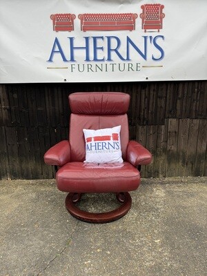 *Burgundy Leather Ekornes Stressless Recliner Chair FREE DELIVERY 🚚*