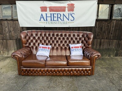 *Brown Leather Saxon Chesterfield Sofa (MONK) FREE DELIVERY 🚚