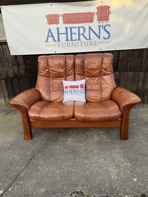 *Tan Brown Leather Ekornes Stressless WINDSOR 2 Seater Sofa FREE DELIVERY 🚚*