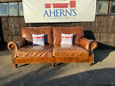 *Brown Leather Halo Sofa (BALMORAL) 3 Seater FREE DELIVERY 🚚 *