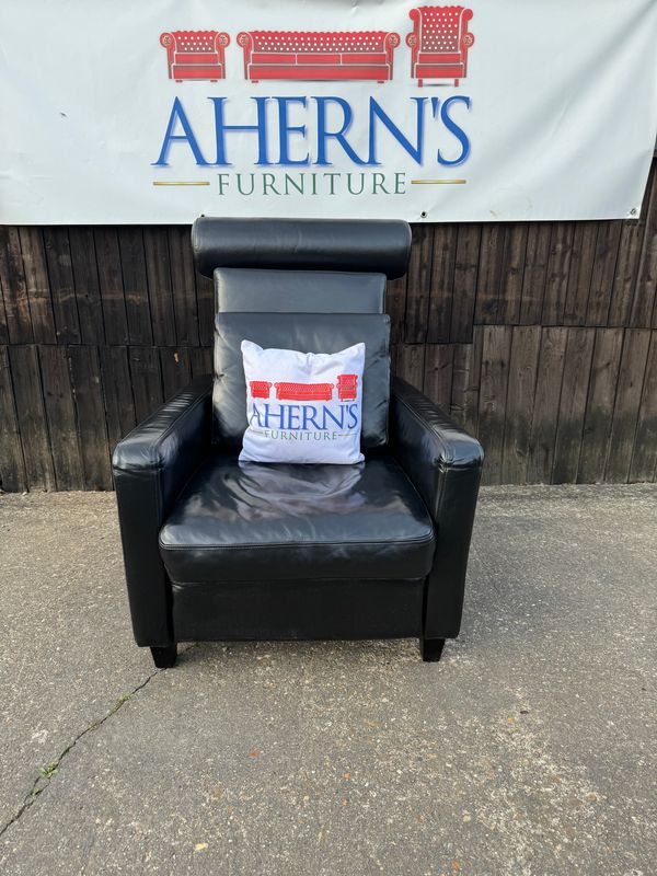 *Black Leather Habitat Chair With Removable Headrest FREE DELIVERY ?*