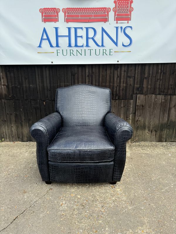 French Art Deco Club Chair, Faux Embossed Crocodile Leather (1) FREE DELIVERY ?