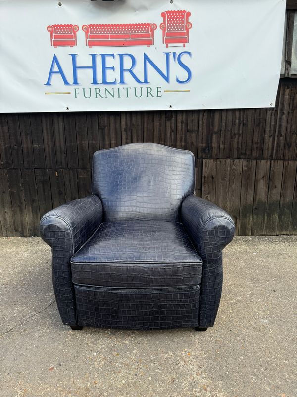 French Art Deco Club Chair, Faux Embossed Crocodile Leather (2) FREE DELIVERY ?