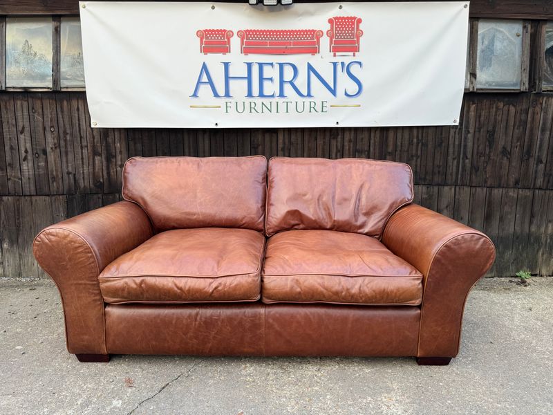 *Brown Leather Laura Ashley Sofa (BRADFORD) FREE DELIVERY ? *