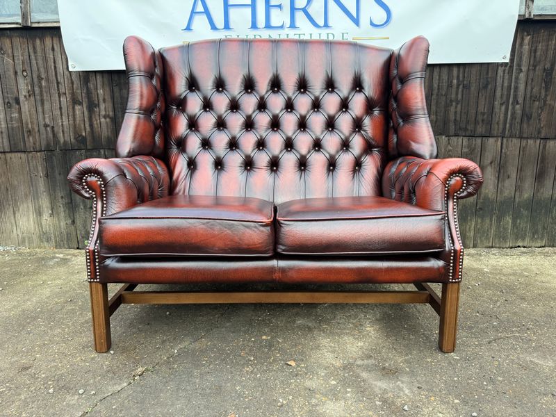 *Antique Brown Leather Chesterfield Sofa WING BACK (SAXON) FREE DELIVERY ?*